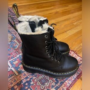 Dr martens Jadon platform boots with fur lining size 8